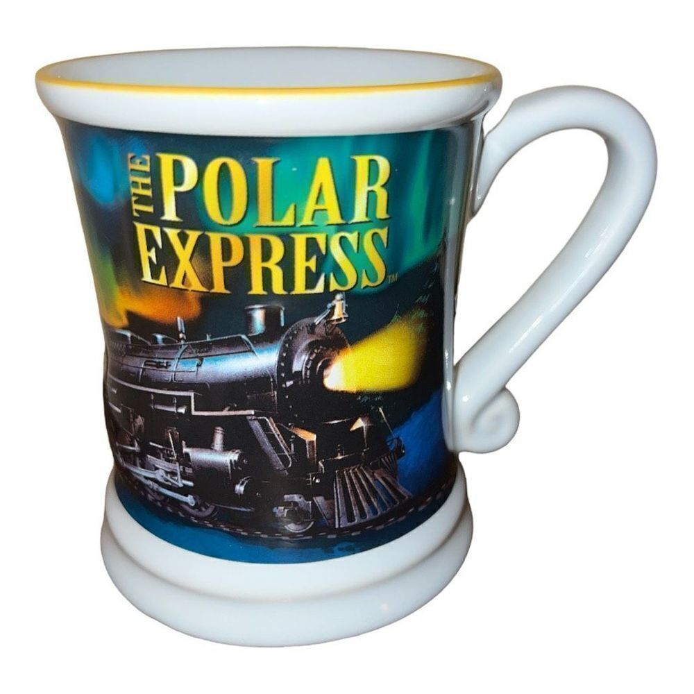 Polar Express 3-D ceramic mug cup set of three Warner Bros Christmas cocoa mug